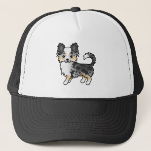 Casquette Chihuahua à poil long Blue Merle Chien de dessin a