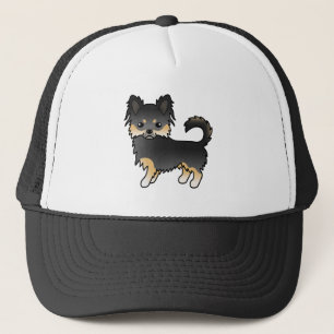 Casquette Chihuahua à poil long noir et feu Mignon chien de