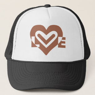 Casquette Chocolat graphique mignon Love Brown
