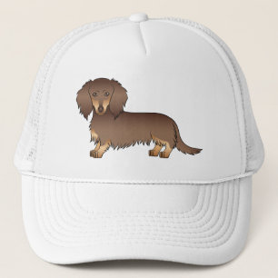 Casquette Chocolate & Tan Long Hair Dachshund Cartoon Dog