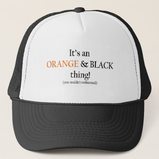Casquette Chose orange et noire (Devant)