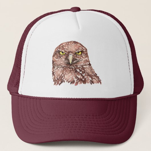 Casquette Chouette d'aquarelle Oiseau Faune Nature Grumpy (Devant)