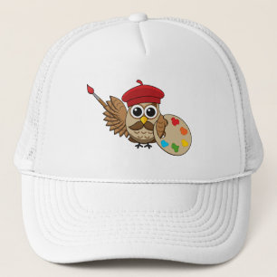 Casquette Chouette de dessin animé peintre mignonne