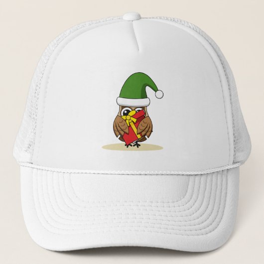 Casquette Chouette elfe de Noël avec présent (Devant)