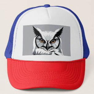 Casquette Chouette stylisée en noir et blanc – illustration 