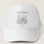 Casquette Christmas Fox Line Art Paysage faunique (Devant)