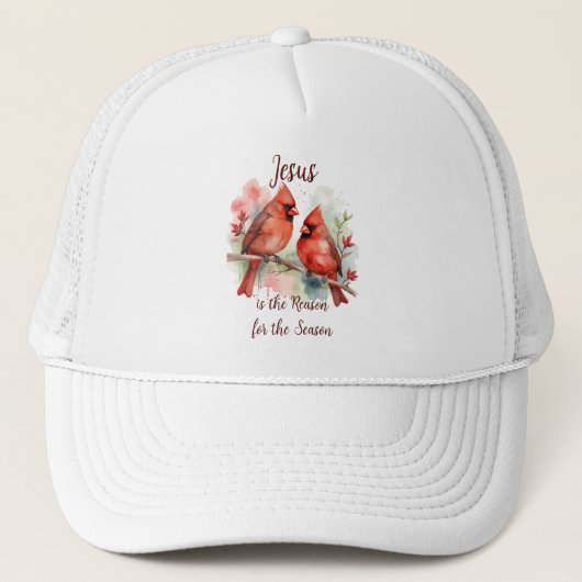 Casquette Christmas Red Cardinal Jesus Reason for Season (Devant)