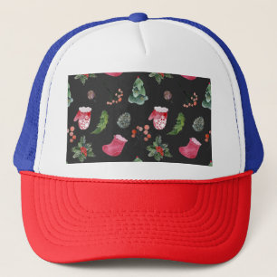 Casquette Christmas Reindeer : Aquarelle Motif sans couture