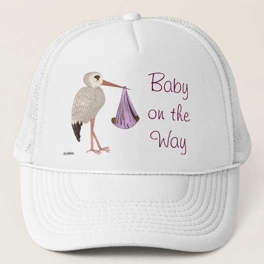 Casquette Cigogne classique (rose) 2 (baby shower) (Devant)