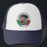 Casquette Cinque Terre Italie Aquarelle Cercle Vintage<br><div class="desc">Design d'art de voyage rétro des Cinque Terre. Les Cinque Terre est une succession de villages balnéaires centenaires situés sur la côte accidentée de la Riviera italienne.</div>