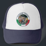 Casquette Cinque Terre Italie Aquarelle Cercle Vintage<br><div class="desc">Design d'art de voyage rétro des Cinque Terre. Les Cinque Terre est une succession de villages balnéaires centenaires situés sur la côte accidentée de la Riviera italienne.</div>