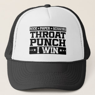 Casquette Ciseaux de papier rock Throat Punch I Win, Drôle