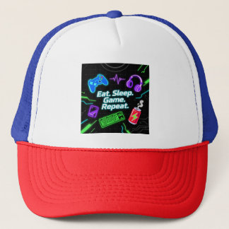 Casquette Citation de joueur Neon Manger Dormir Jouer Répéte