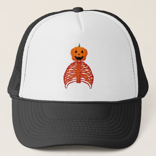 Casquette citrouille de l'halloween squelette (Devant)