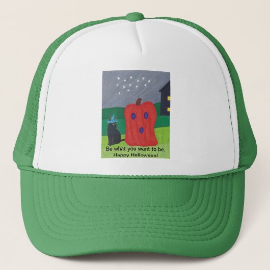 Casquette Citrouille Ghost et Assistant Chat Halloween Casqu (Devant)