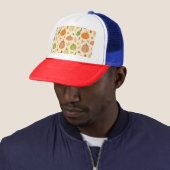Casquette Citrouille vert et orange, motif sans soudure. (En situation)
