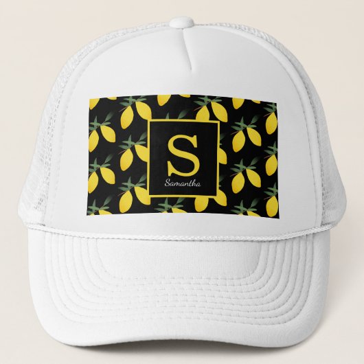Casquette Citrus citron moderne Monogramme Nom Trucker Chape (Devant)