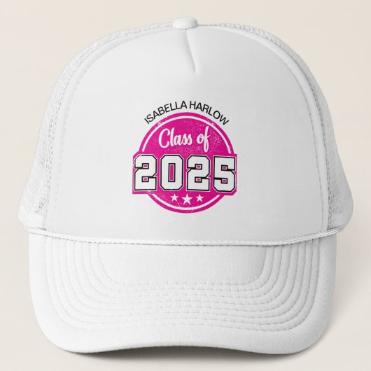 Casquette Classe de 2025 Pink Graduate Name (Devant)