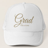 Casquette Classe Grad de 2024 or blanc script personnalisé t (Devant)