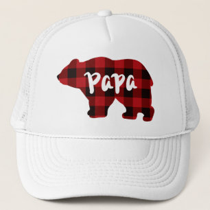 Casquette classique rouge noir plaid cadeau ours de pavot po