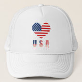 Casquette Classique USA Heart Flag Trucker Hat avec Mesh Bac (Devant)
