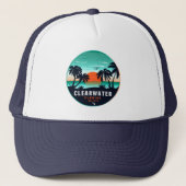 Casquette Clearwater Beach Floride Palm Tree Souvenirs 60s (Devant)