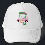 Casquette Club de golf rose de charme unique Monogramme<br><div class="desc">Une charmante voiturette de golf unique — rose et vert — fait avec goût — prête à courir le terrain — casquette — C'est un cadeau formidable pour tous les amateurs de golf — amusant / attirant / unique. Personnalisez-le avec vos initiales/monogrammes. Si vous avez des questions de conception ou...</div>