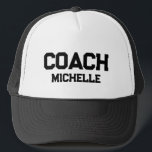 Casquette Coach Nom Personnalisé Typographie Personnalisée<br><div class="desc">Coach Nom Personnalisé Typographie Chat De Trucker Personnalisé</div>