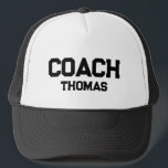 Casquette Coach Nom Personnalisé Typographie Personnalisée<br><div class="desc">Coach Nom Personnalisé Typographie Chat De Trucker Personnalisé</div>