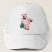 Casquette Cochon à Bowling avec balle de Bowling (Devant)