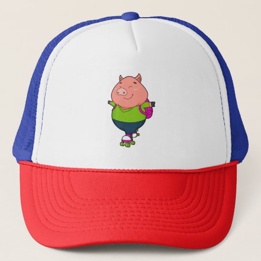 Casquette Cochon à Patinage en ligne avec patins à rouleaux (Devant)