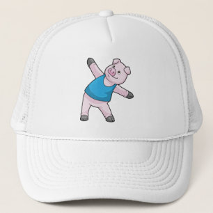Casquette Cochon au Yoga Étirement