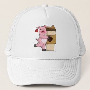 Casquette Cochon avec café pour aller