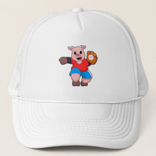 Casquette Cochon de baseball avec gant de baseball