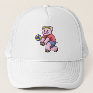 Casquette Cochon de sport avec volleyball