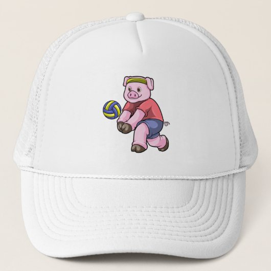 Casquette Cochon de sport avec volleyball (Devant)