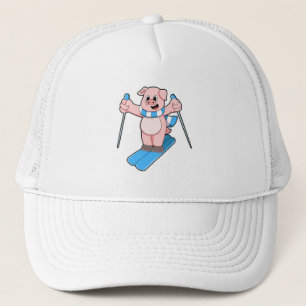 Casquette Cochon en ski avec ski Scarf & Ski Poteaux
