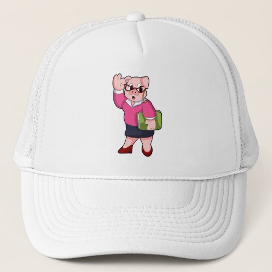 Casquette Cochon en tant que secrétaire avec lunettes (Devant)
