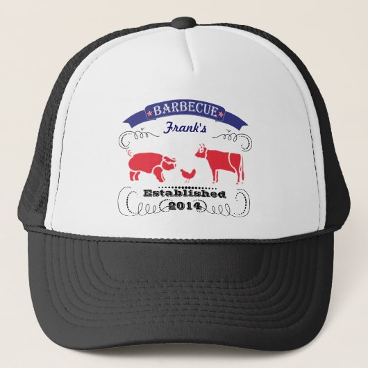 Casquette Cochon, poulet et vache Barbecue Vintage (Devant)