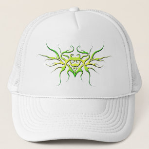 Casquette Coeur ailé Conception tribale vert et jaune