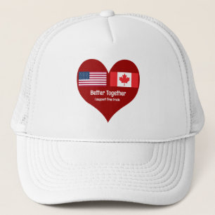 Casquette Coeur Amérique et Canada mieux ensemble
