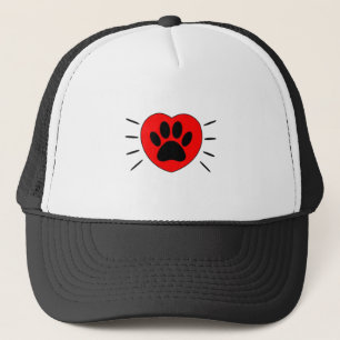 Casquette Coeur Amoureux des chiens Et Empreinte de patte