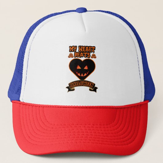 Casquette Coeur noir Halloween Citrouille mal visage Éffraya (Devant)