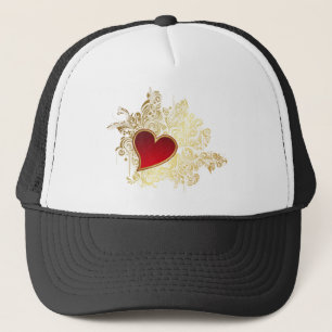 Casquette Coeur rouge sur Gold Filigree