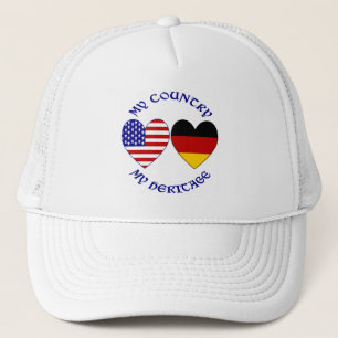 Casquette Cœurs de drapeau USA allemand Patrimoine national
