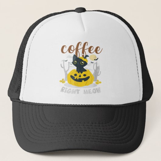 Casquette Coffee Right Meow Cat Caffeine Funny Halloween (Devant)