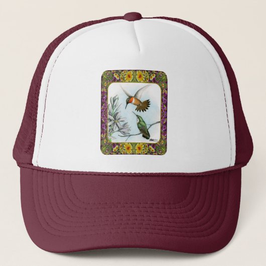 Casquette Colibris et fleurs #2 (Devant)