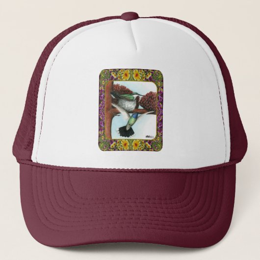 Casquette Colibris et Fleurs #3 (Devant)