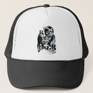 Casquette Collage de main noire et de crâne