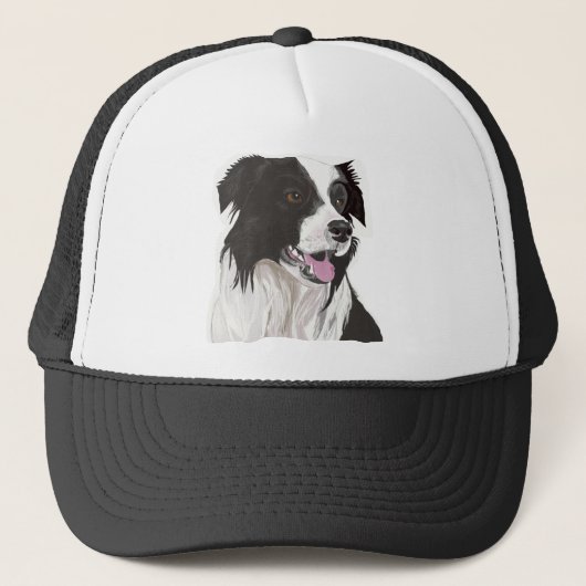 Casquette Collie noire et blanche avec les yeux Brown (Devant)